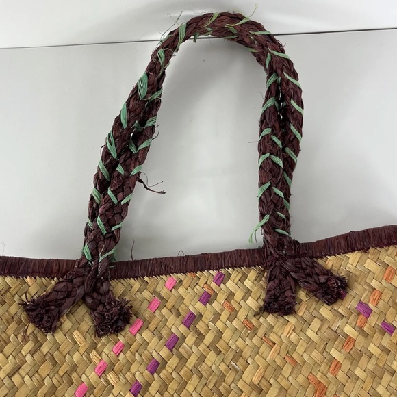 Coldwater Creek Flower Print Straw Woven Wicker Purse Bag - Picture 6 of 9